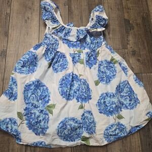 Magil Girls Blue Hydrangea Floral Cotton Dress Made in Italy Size 6